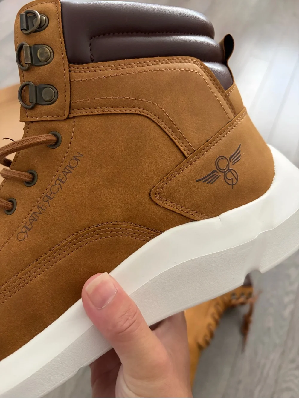 creative recreation shoes Men's High-Top Casual Sneaker Boot - Tan